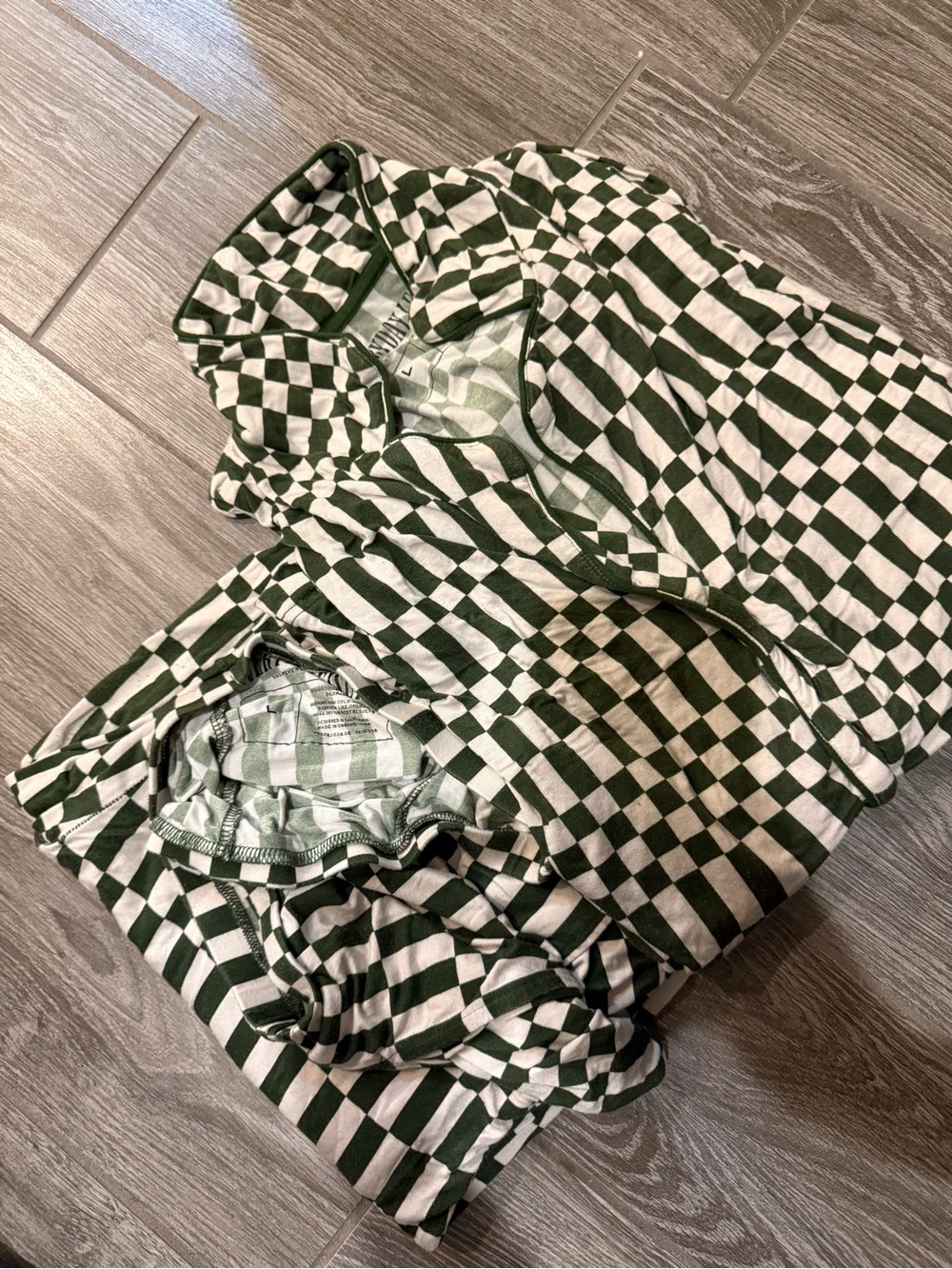 Green and White Checkerboard Pajama Set
